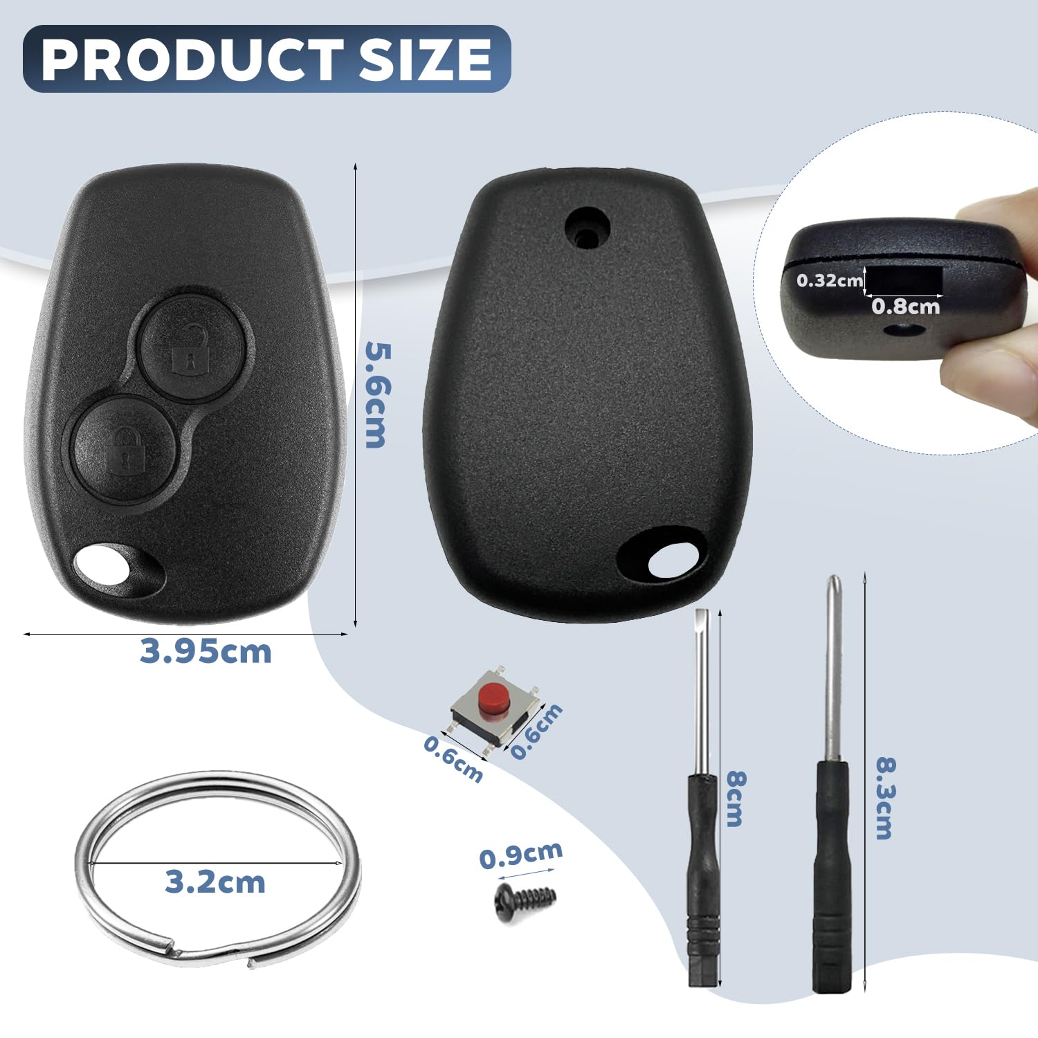 Guscio Chiave Auto 2 Pezzi Compatibile con Renault Clio 3 Twingo 2 Master 3 Kangoo 2 Trafic Modus Dacia Telecomando Custodia Ricambio