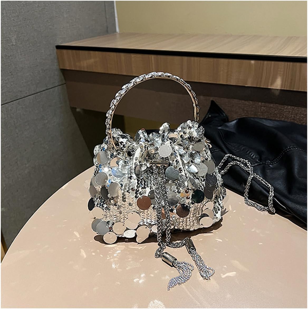 RomanticDesign Women Sparkly Sequin Clutch Purse Glitter Metal Tassel Evening Handbag Crossbody Bag for Party Prom Banquet | Sparkly, Sequin, Glitter, Metal Tassel, for Party, for Prom - Image 7