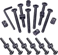 Vista 29 de Swpeet 25 tornillos de cabeza hexagonal M6 de 3.150 in, color negro, para cuna, cuna y tuercas de barril con 1 llave Allen, perfecta para muebles