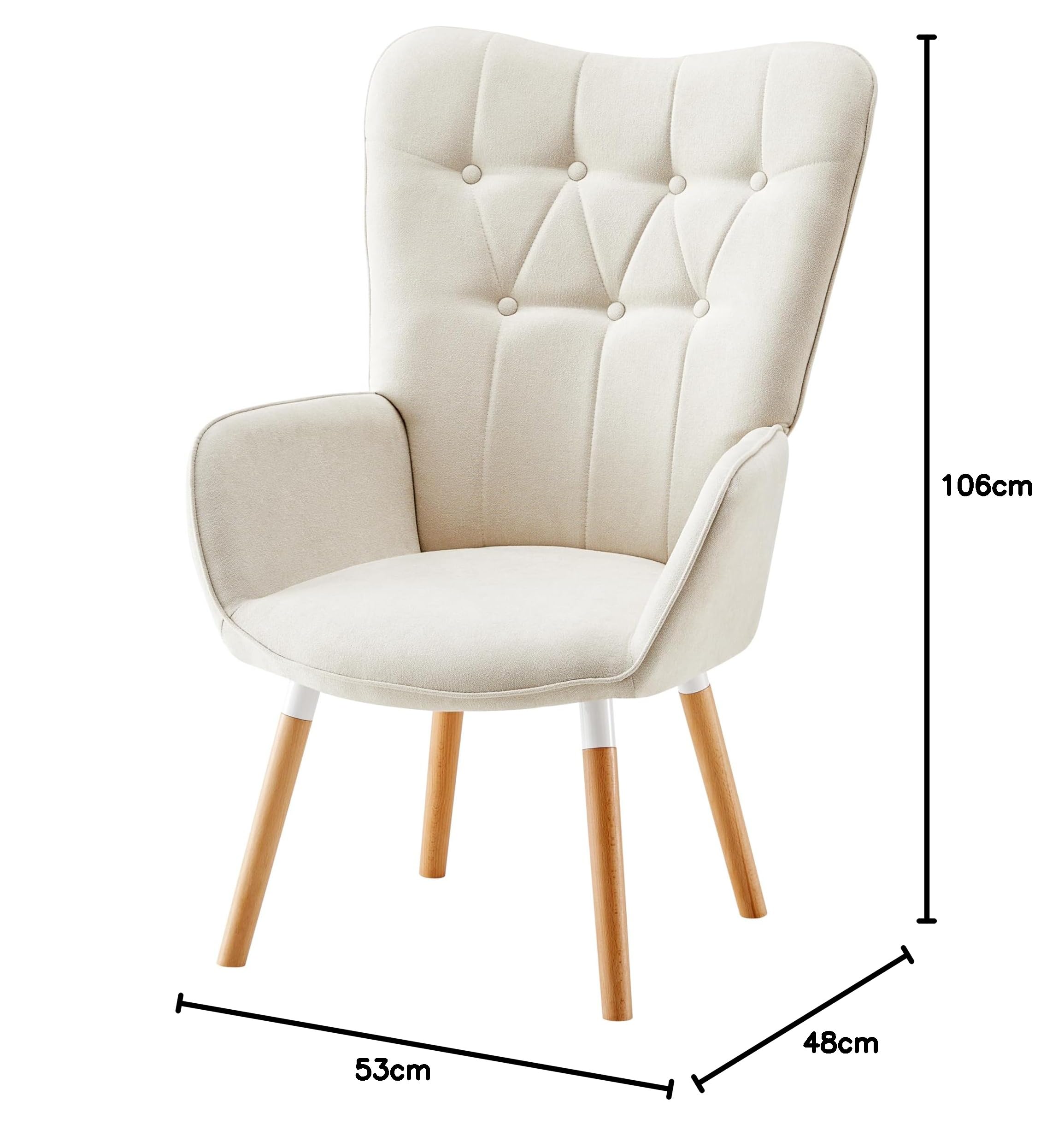 HOME DESIGN & CONFORT® Butacas de Salón Especial de Tela | Sillón Relax con Diseño Moderno y Ergonómico (Requiere Montaje) (Beige sin Botones)