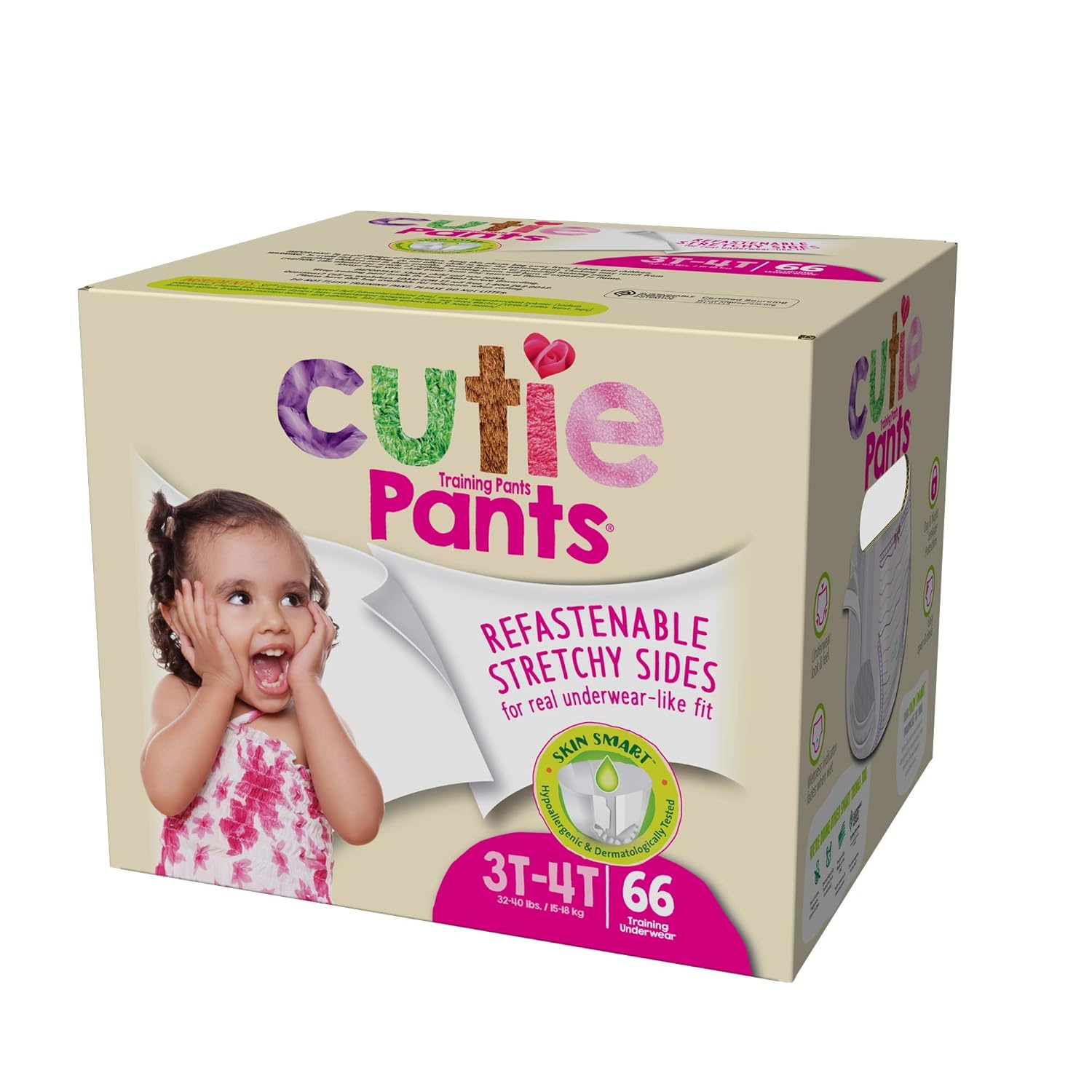 First Quality Cuties Refastenable Training Pants for Girls 3T-4T, up to 32-40 lbs.