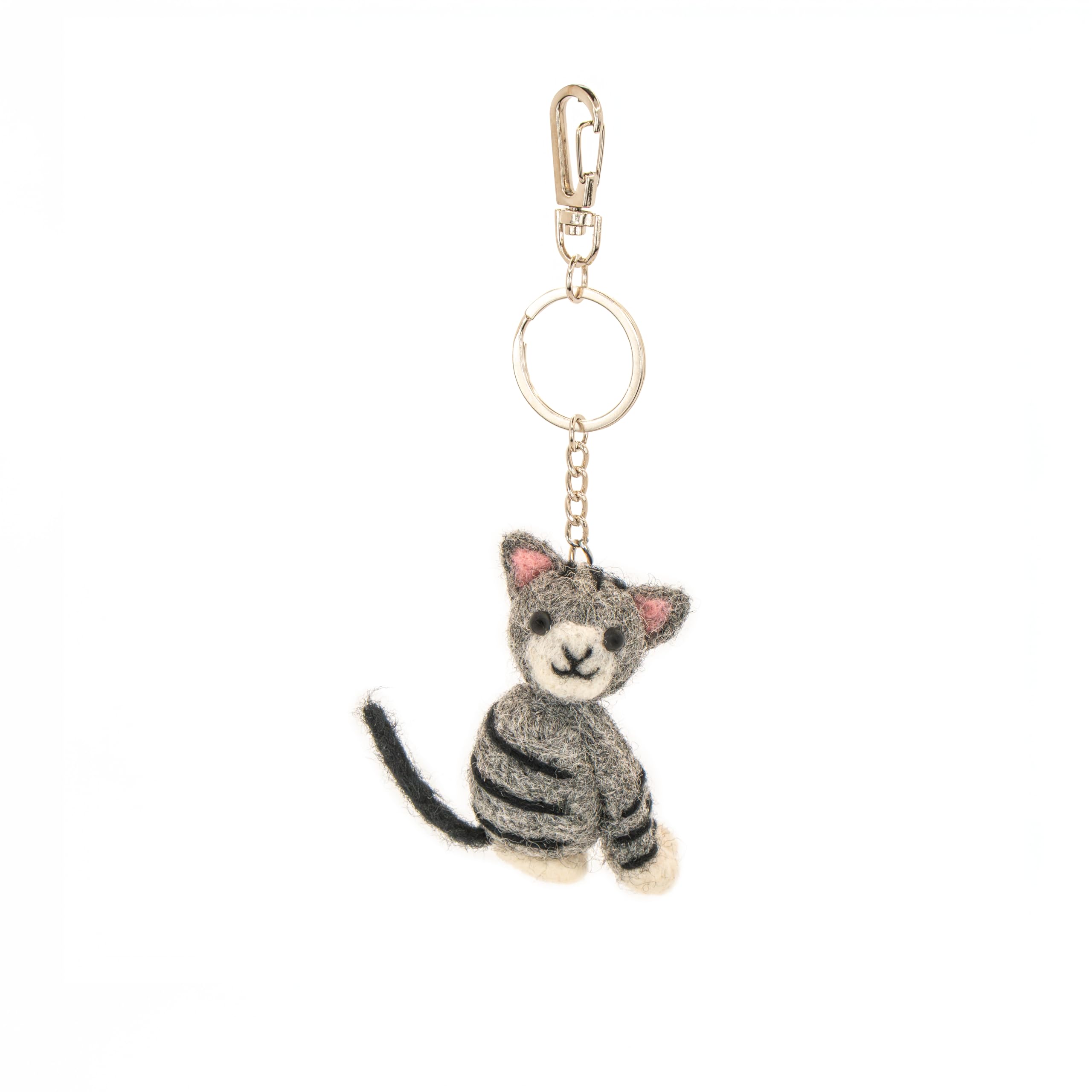 Sass & Belle Unisex Grey Cat Felt Keyring