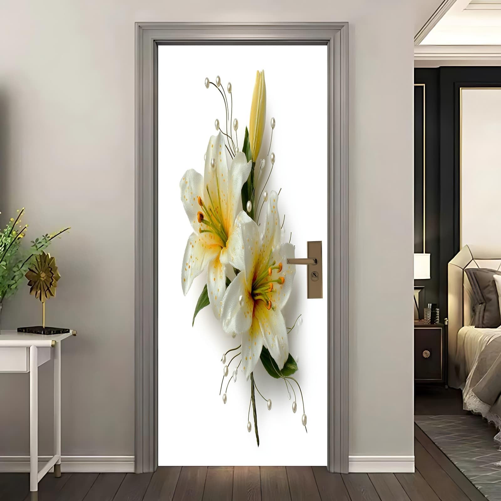 Sticker mural porte blanc 95x205 cm pour masquer les défauts de vos portes