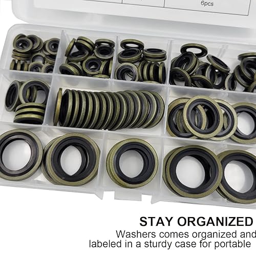 Miniatura 3 de 130 piezas de kit de surtido de juntas de sellado con arandelas de aceite autocentradas unidas para fontanería, automotriz, mecánica, eléctrica,