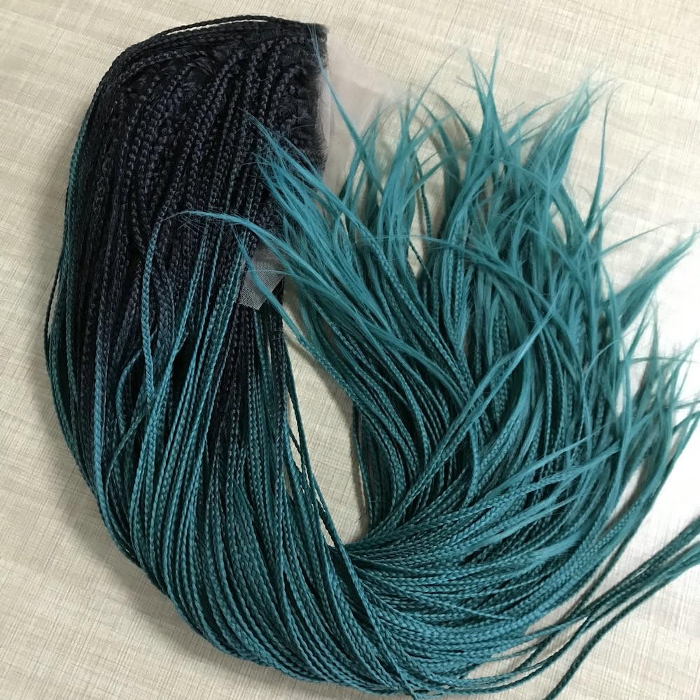 Long Hand-tied Afro America Box Braids Wigs for Women Party Daily Use Synthetic Heat Resistant Fiber Dreadlocks Black Ombre Green Braided Wigs Synthetic Lace Front Wig Braided Wigs Natural Hairline