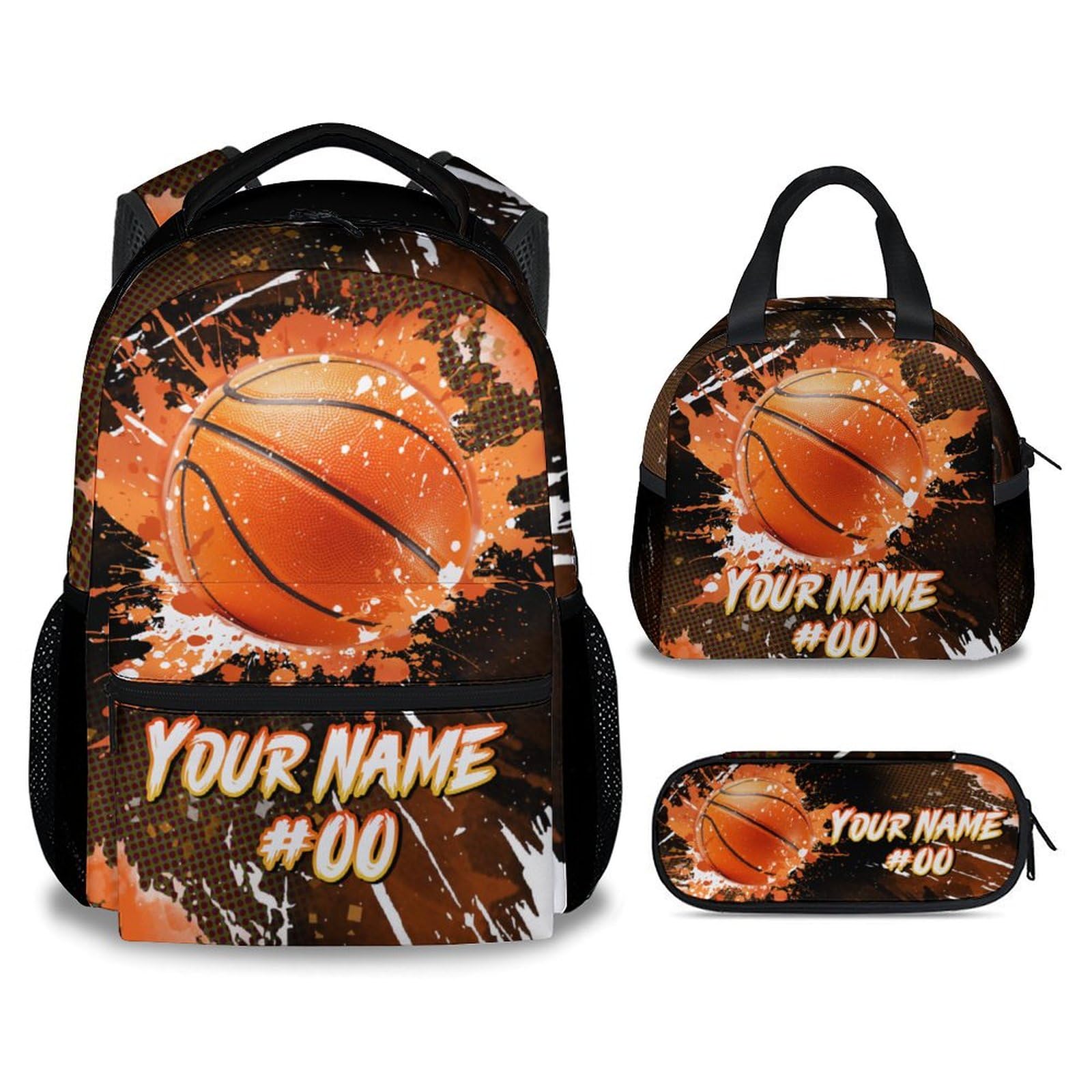 COZYAURA Boys Backpack Set - Personalized Basketball Backpacks for Kids - Sports Theme Bookbag for Elementary Middle School - Cool School Bag with