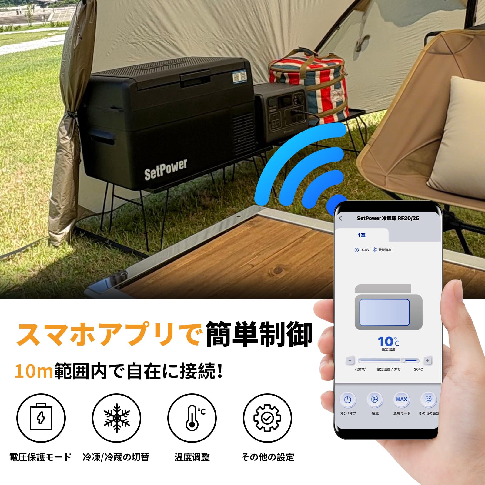 Amazon.co.jp: SetPower RF25 車載冷蔵庫 ブラック × PG216wh磁吸