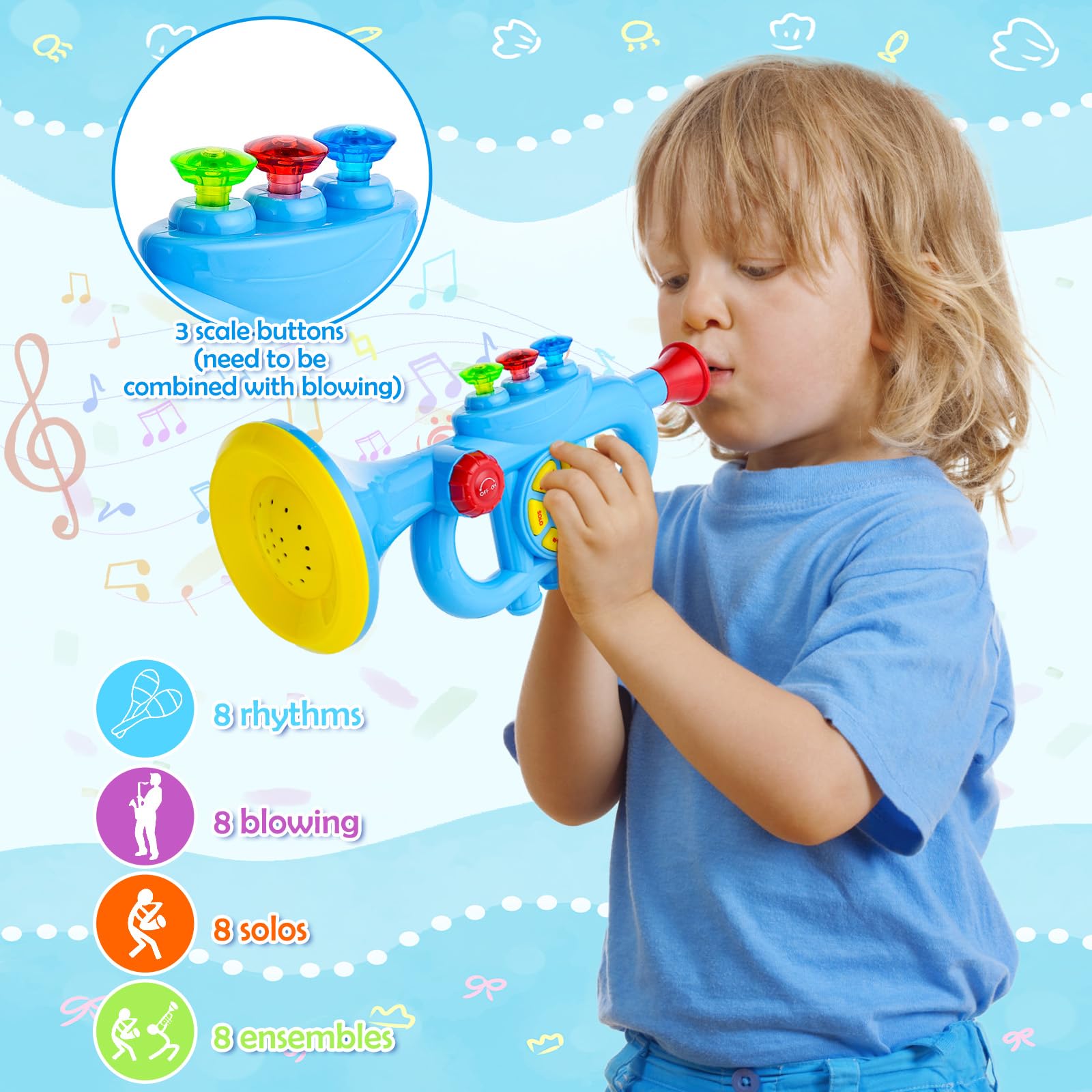 Trompette Jouet Enfant – Instrument De Musique Imitation Réaliste 3 Ans Et + | Jouet Musical Fête Anniversaire Garçon Fille