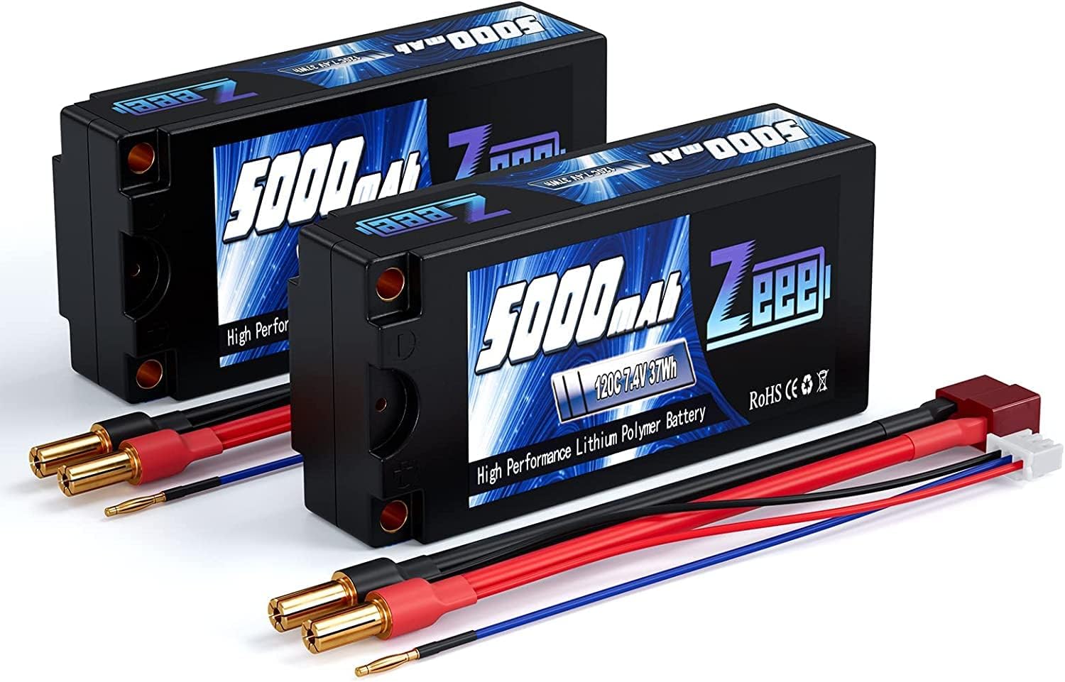 OVONIC 2S Lipo Batterie Lipo 50C 4600 mAh 7,4 V avec connecteur Bullet Deans Ultra de 4 mm pour voiture 1/8 1/10 RC voiture camion bateau véhicules