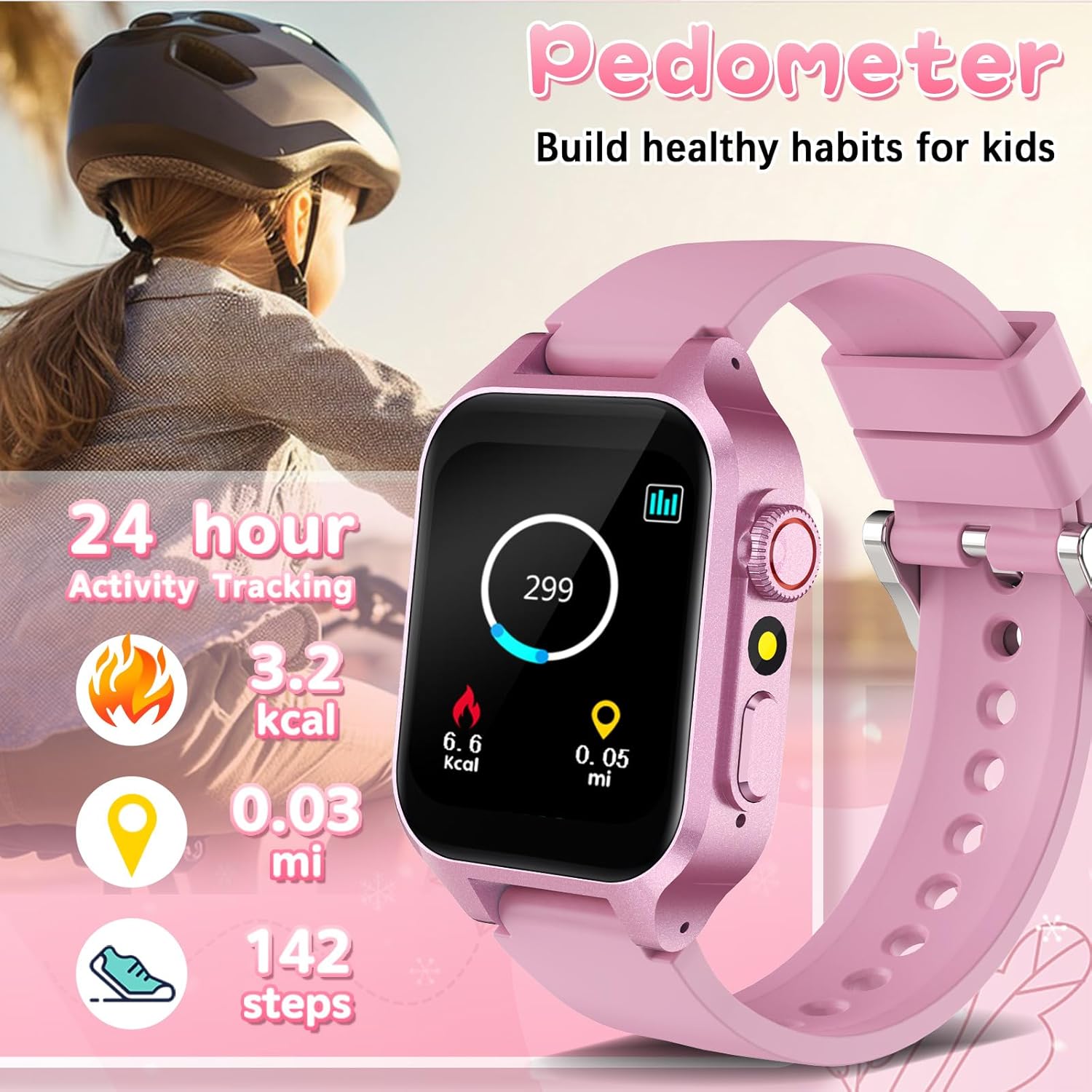 Smart Game Watch for Kids with 32 Games, Telescopic Camera, Pedometer, Alarm, Video, Music, Auidobook, Learn Card, Parental Control, Kids Wrist Watch for Ages 4-12 Girls Boys Chrismars Birthday Gifts