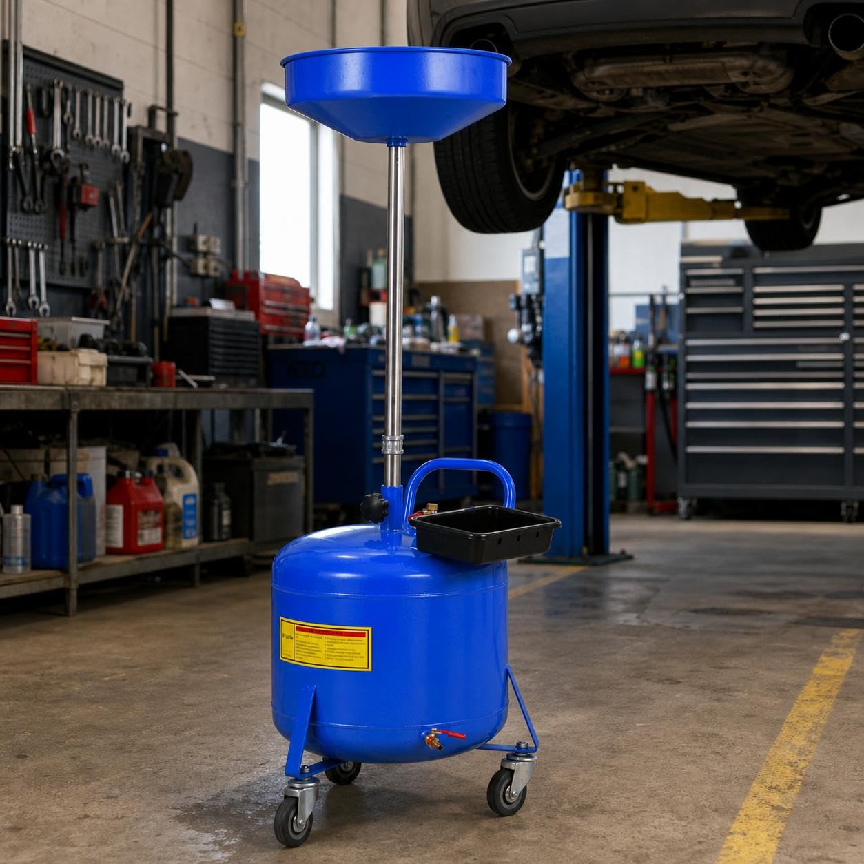 GarveeHome Garage Boss 8 Gallon Air Operated Waste Oil Drain Tank with Wheels