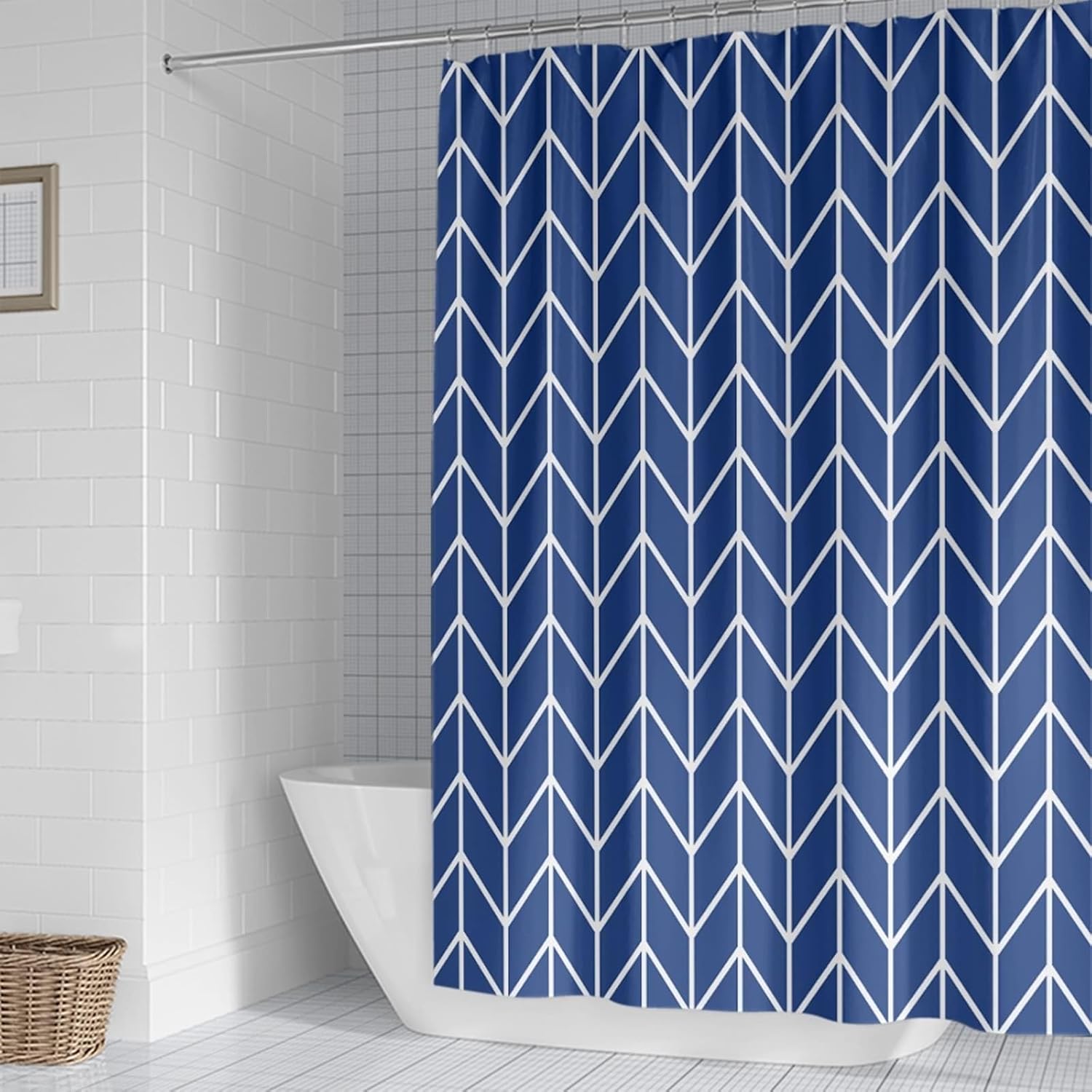 Bath Shower Curtain 78x78, Polyester Bathroom Shower Curtains with Hooks Herringbone Pattern, 200x200cm