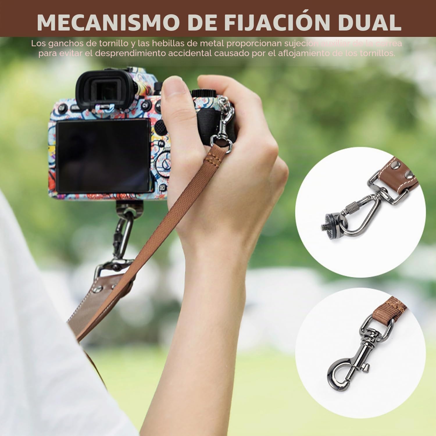 Correa para cámara, correa de piel, accesorio de cámara, arnés dual para dos cámaras, correa doble ajustable, correa de doble cámara para fotógrafos (piel)