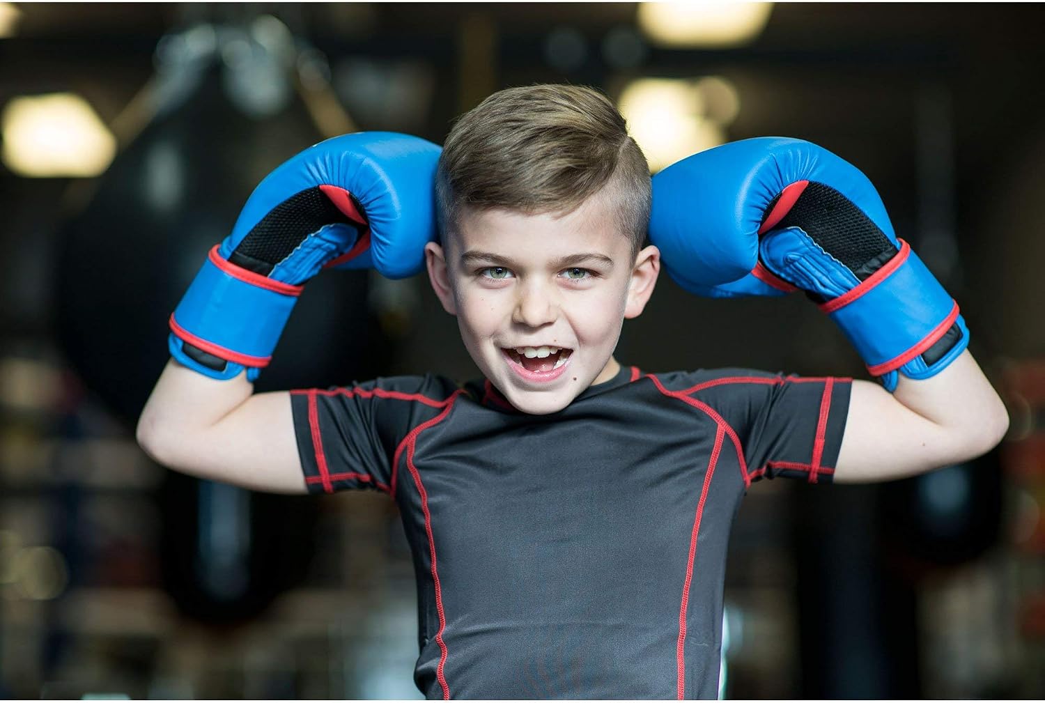 Everlast Prospect Youth Training Gloves, Blue, red