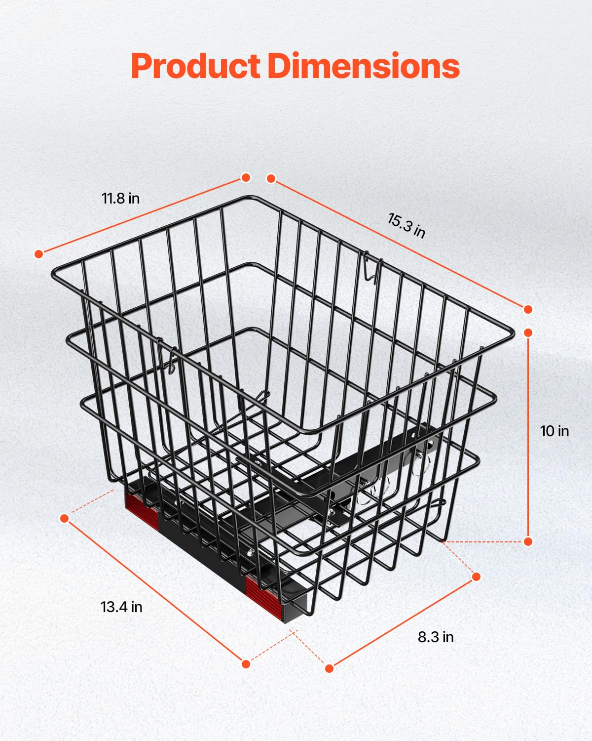 VEVOR Cestino Posteriore per Scooter, Cestino in Filo Metallico Resistente con Maniglia, per il Carico, Funziona con Ricevitore, Compatibile con Maggior Parte Scooter 390 x 270 x 250 mm
