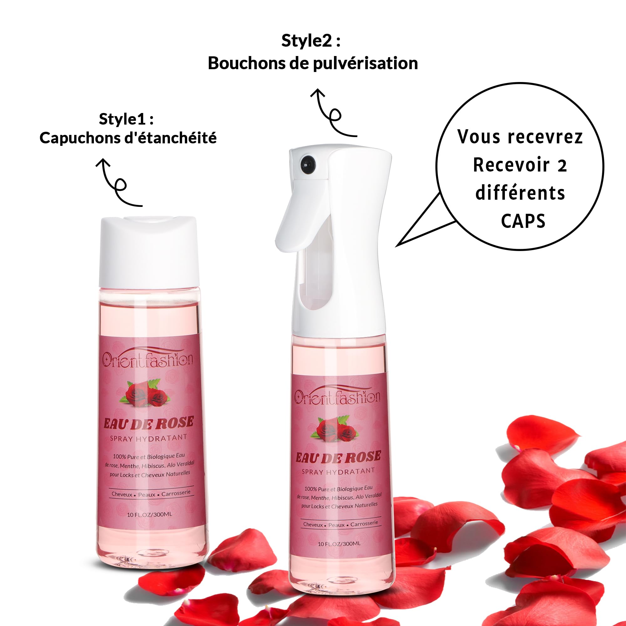 Eau De Rose Cheveux 300ml/10oz, Eau De Rose Bio Locks Moisturizer Hydrating Rose Water Spray Rosewater Scalp for Dreadlocks, Visage, Corps, Cheveux