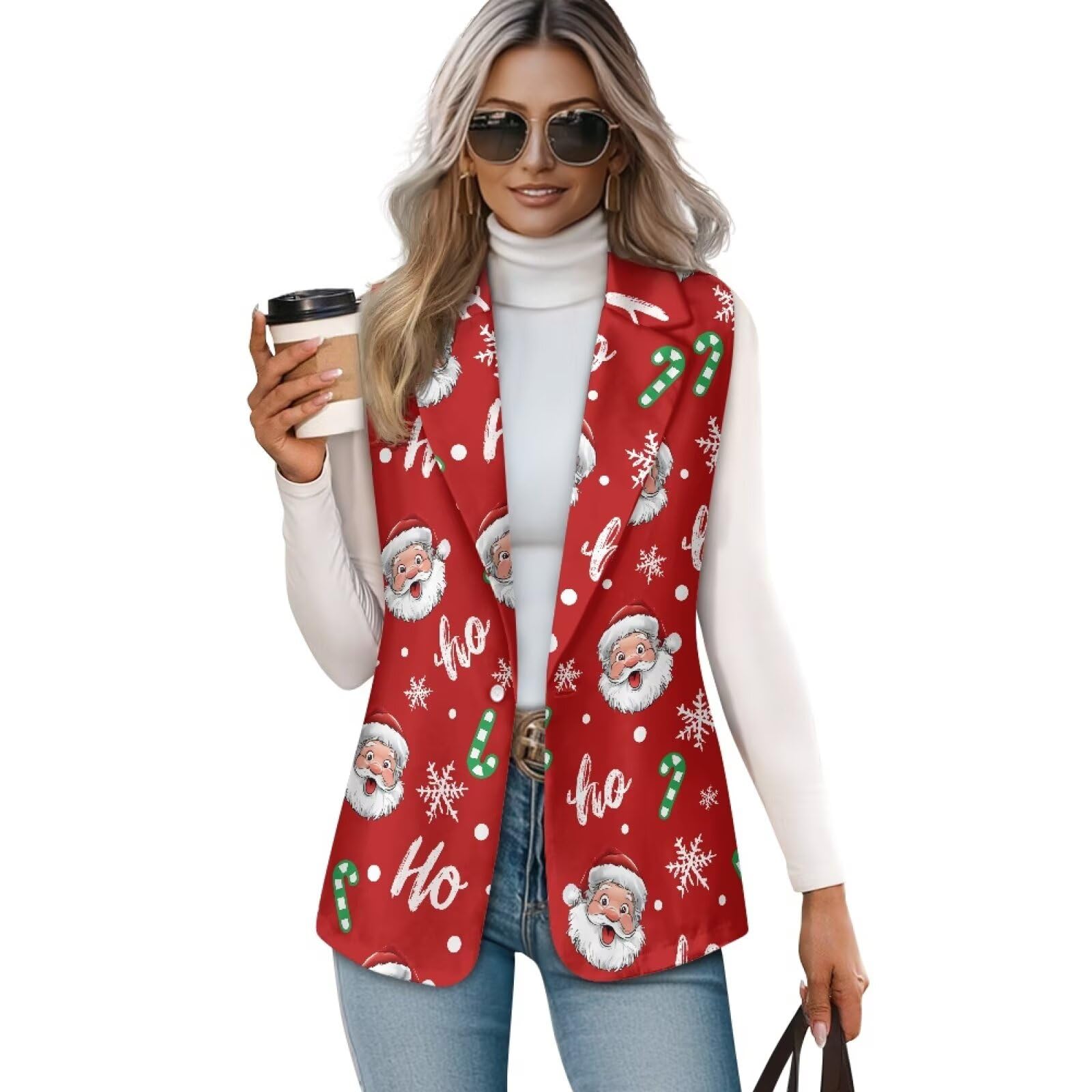 Vest for Women Trendy Loose Casual V Neck 1 Button Sleeveless Waistcoat Lightweight Vest Jacket Tank Tops S-5XL