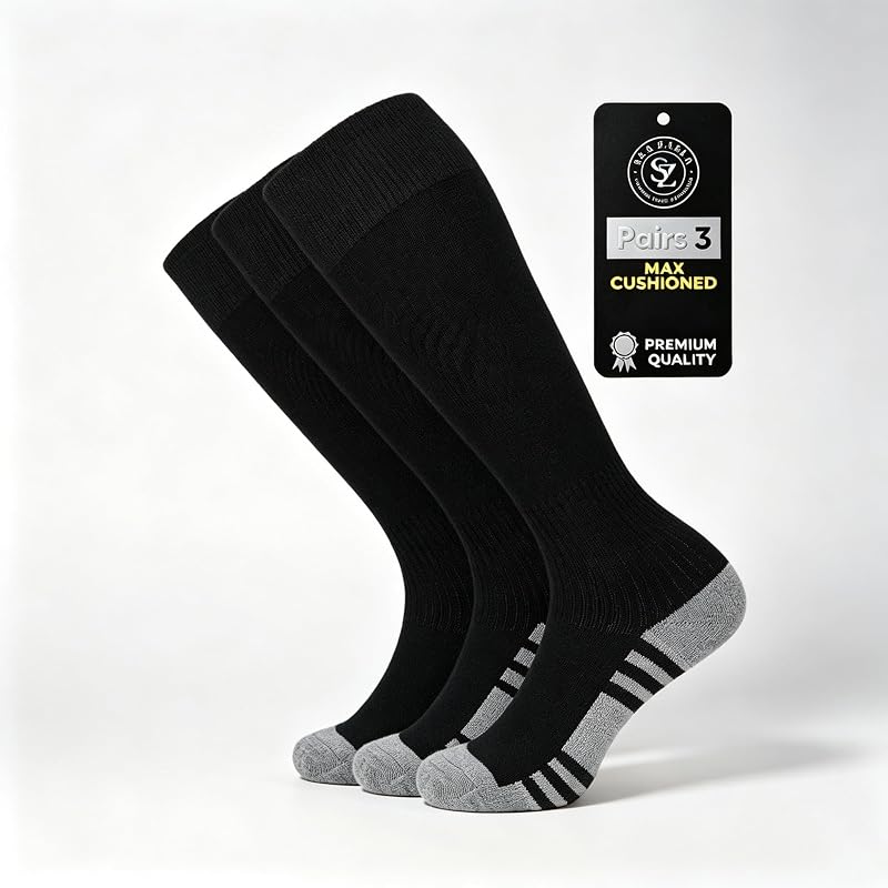 3 Pairs Baseball Sock Men Soccer Socks Youth Athletic Team Sport Knee High Cushion Softball Football Sock