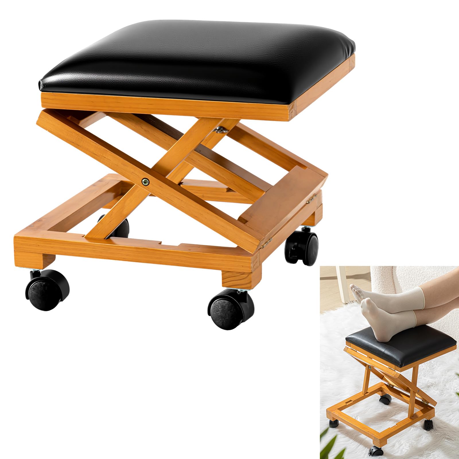 Photo 1 of CroBlissful Rolling Foot Rest Ottoman with Wheels