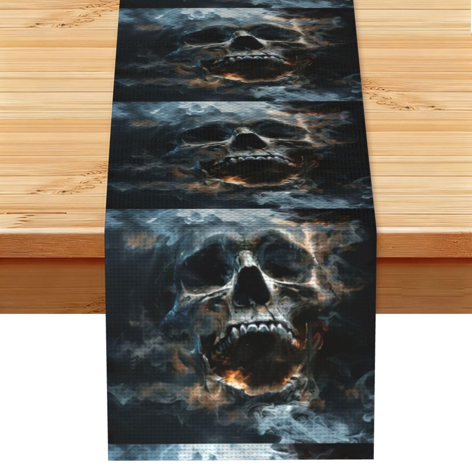 horror ghost skull Vintage Style Table Runner 13x72in, Soft Printed Centerpieces for Tables, Kitchen, Countertops & Dining Area Home Decor