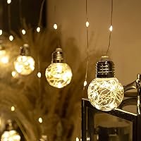 Vista 4 de Wish - Cortina de luces de bola de 200 luces LED para ventana, USB / batería, guirnalda de luces para telón de fondo de boda, habitación, Blanco