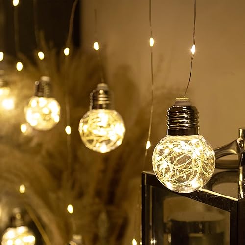 Miniatura 4 de Wish - Cortina de luces de bola de 200 luces LED para ventana, USB  batería, guirnalda de luces para telón de fondo de boda, habitación, dormitorio,