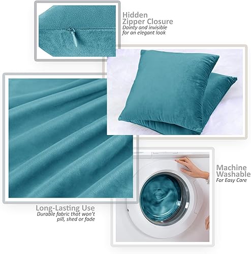 Miniatura 6 de Nestl Juego de 2 rellenos de almohada con terciopelo suave y sólido, juego de fundas de almohada cuadradas decorativas para sofá, automóvil,