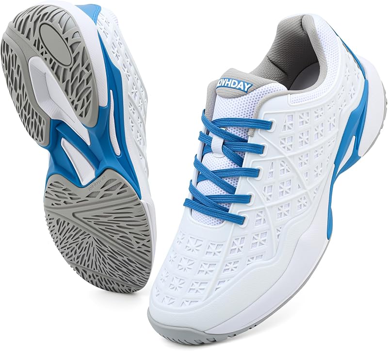 Pickleball Shoes Men Tennis Court Sneakers Indoor Outdoor Non Slip | Mens pickleball tennis court sneakers with breathable mesh upper cushioned insole and rubber sole for indoor