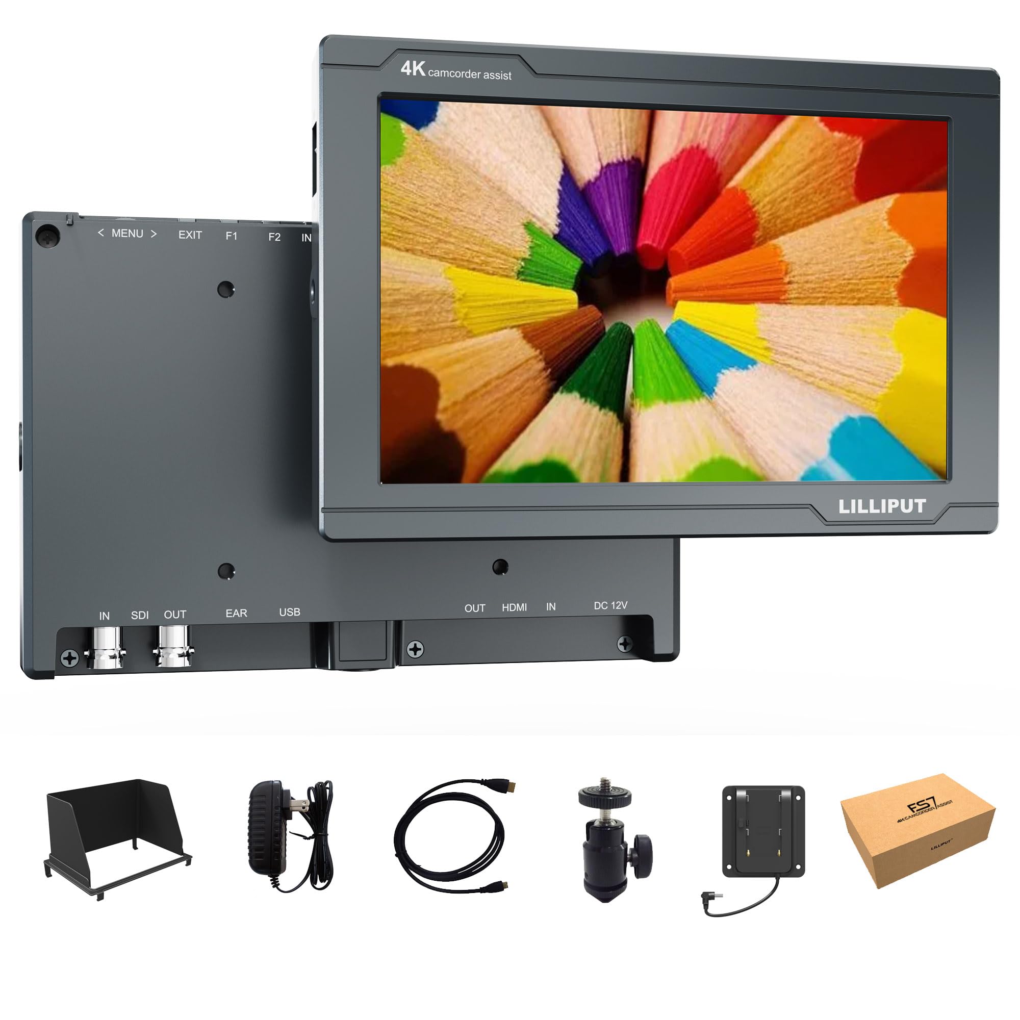 LILLIPUT FS7 7 pollici 1920 x 1200 FHD LCD Kaméra Moniteur con forma d'onda VectorScope Istogramma 4K HDMI Ingresso, DSLR Moniteur de Champ de Caméra HDMI 1.4/3G-SDI Camera Field Monitor