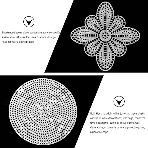 Miniatura 6 de EXCEART 70 hojas de malla de plástico, material de bordado para proyectos de punto de cruz, lona de plástico duradera con bordes lisos para