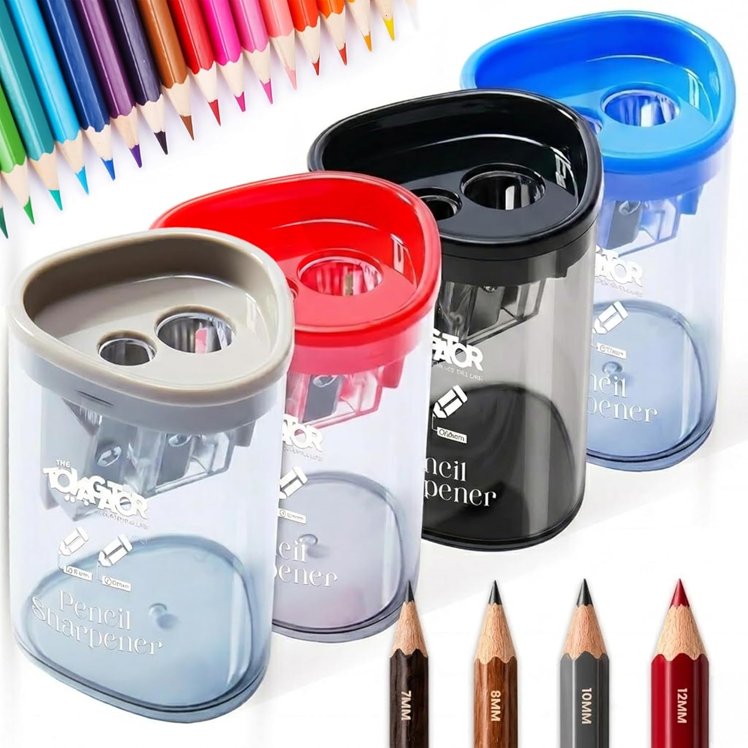 Manual Pencil Sharpener 4Pcs, Dual Hole, Premium Handheld Sharpener