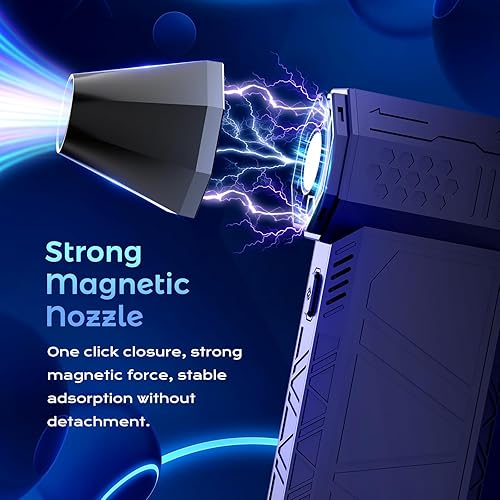 Miniatura 4 de COSANO Plumero de aire eléctrico, mini soplador de chorro ajustable de 3 engranajes, 130000 RPM, plumero eléctrico ajustable para reemplazar aire