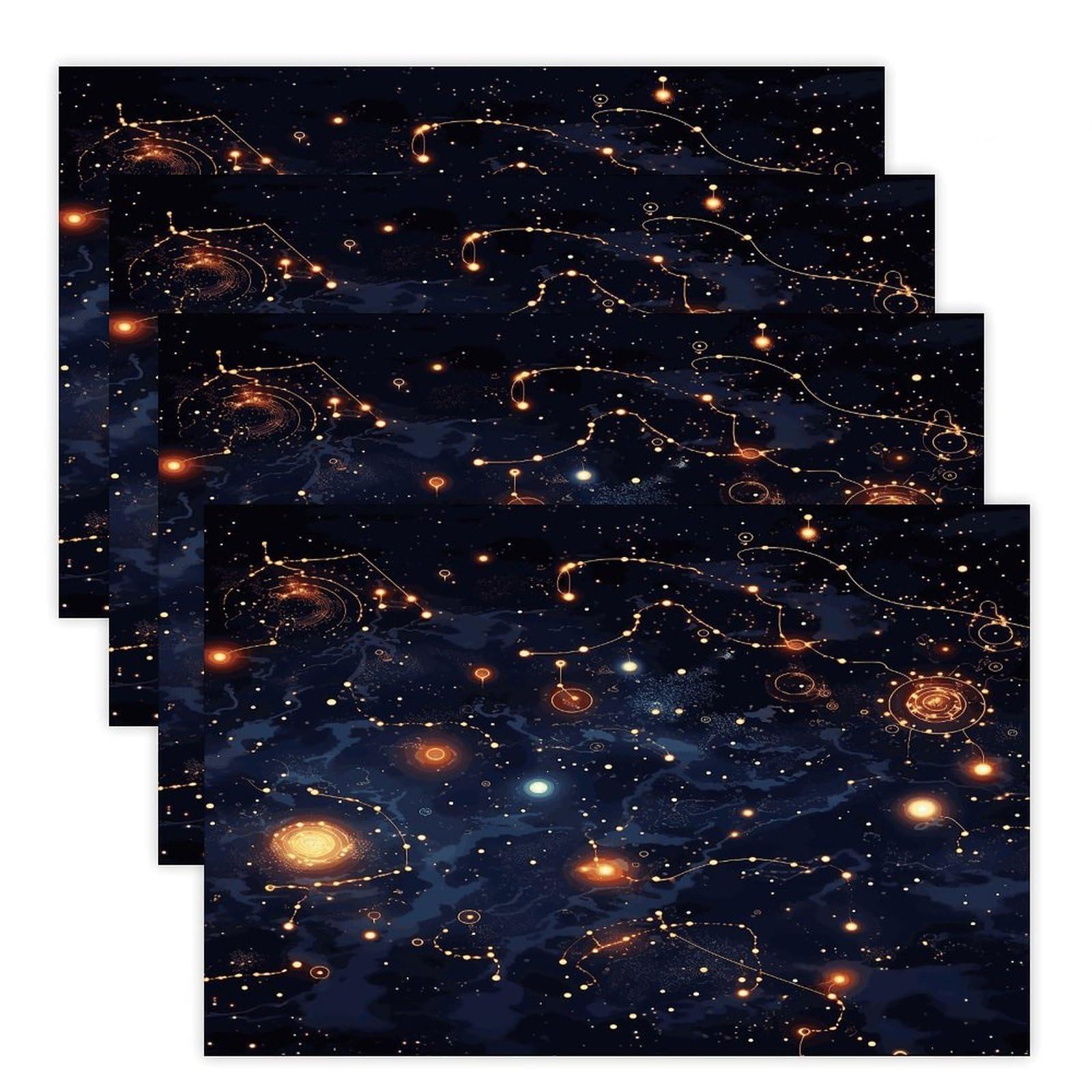 Star Constellation Map Placemats Non-Slip Heat Resistant Table Mats Flax Washable Cloth Place Mats Easy to Clean Premium Placemat for Kitchen Dining Table Decor Party Outdoor