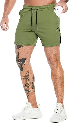 Miniatura 6 de PIDOGYM Pantalones cortos de entrenamiento para hombre de 5 pulgadas, de malla ligera, para gimnasio, atlético, ajustados, para entrenamiento de