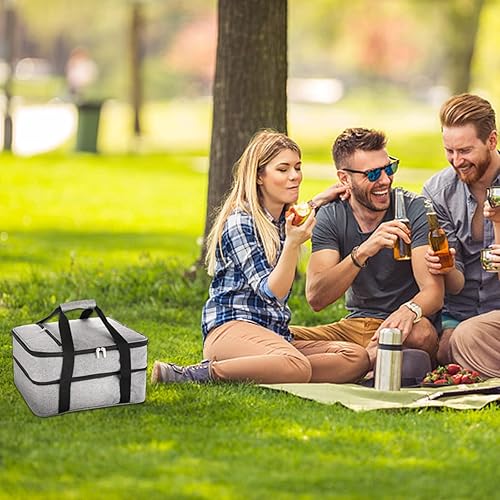 Miniatura 6 de ZEAYEA Portaequipajes de doble cazuela reutilizable aislante para alimentos calientes o fríos bolsa térmica expandible para fiestas de comida picnic