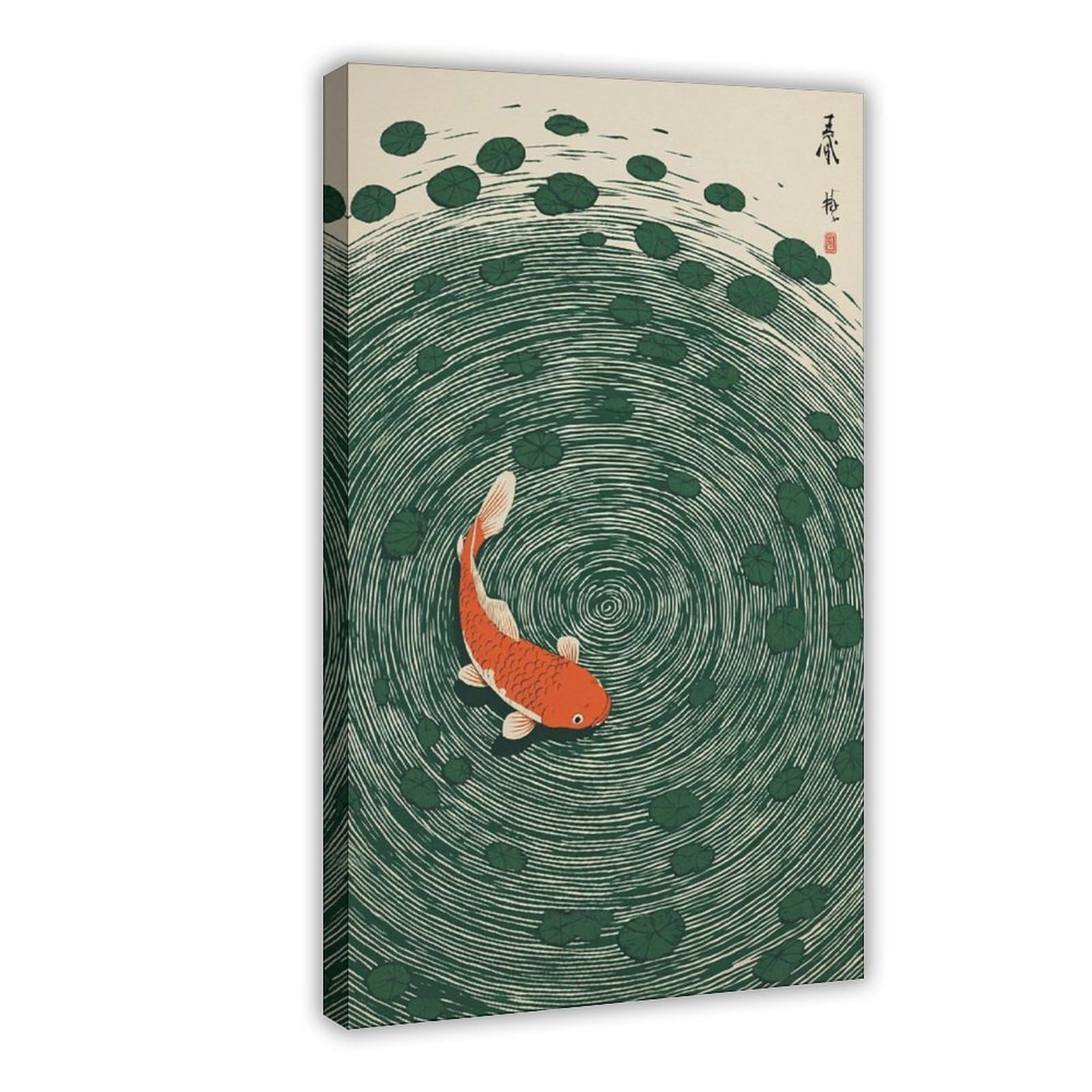 Bareronor Koi Fish Wall Art Canvas Poster Bedroom Decor Landscape Office Room Decor Gift 24" L X 36" W
