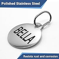 Vista 6 de Broche rápido con etiqueta de identificación de mascota – Acero inoxidable. Etiqueta de identificación duradera y resistente, conector para cierre