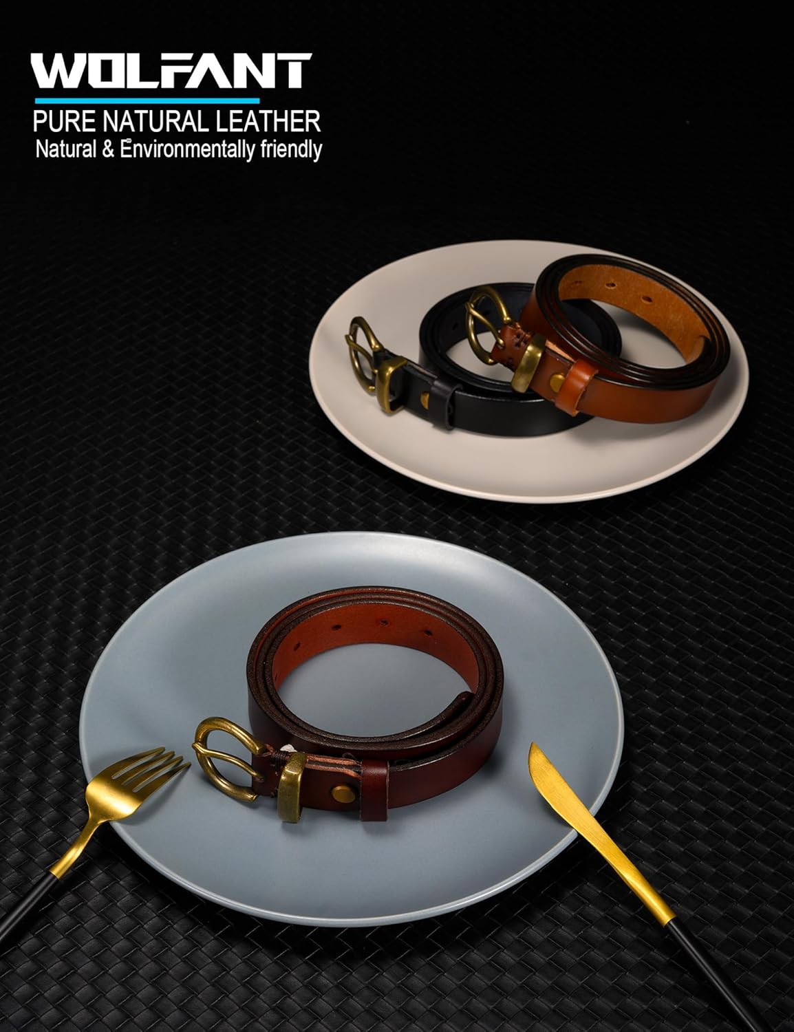 WOLFANT Full Grain Leather Belt for Women,1.1" Ladies Casual leather Jean Belt with Vintage Circle buckle in Gift Box - Image 5