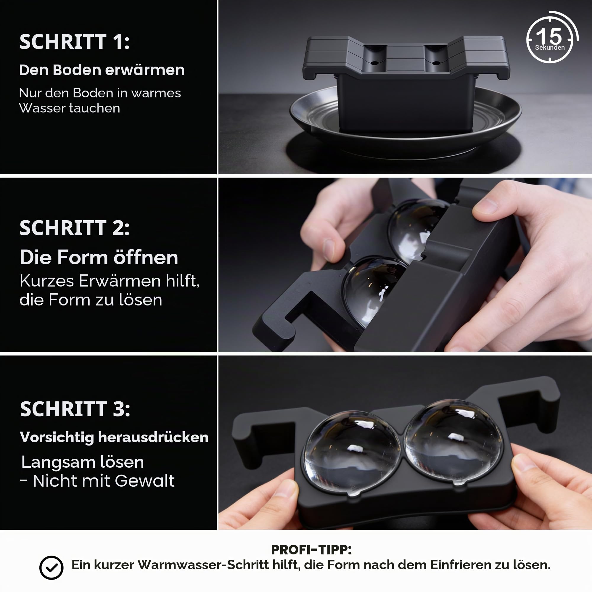 Berlinzo Hochwertige, transparente Eiskugelform, 2 große 6,1 cm kristallklare Eiskugeln für Whiskey, Cocktails und Bourbon, leicht zu entfernende Eiskugelform, Aufbewahrungstasche im Lieferumfang