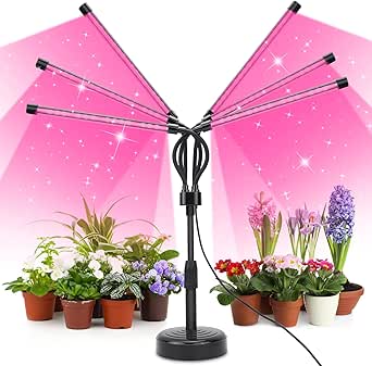 Grow Lights for Indoor Plants, Six-Head Full Spectrum LED Plant Grow Lamp with Adjustable Gooseneck