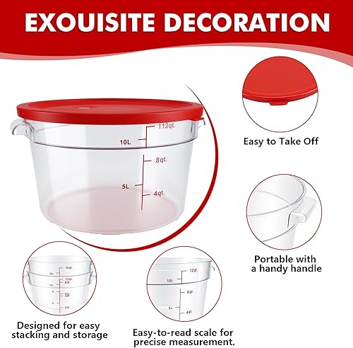 Miniatura 4 de Paquete de 4 recipientes de almacenamiento de alimentos con tapas, recipientes redondos herméticos de plástico para cocina, de grado alimenticio,