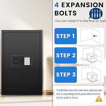80L Large Digital Security Safe Box with A4 Fireproof Bag for Home & Office