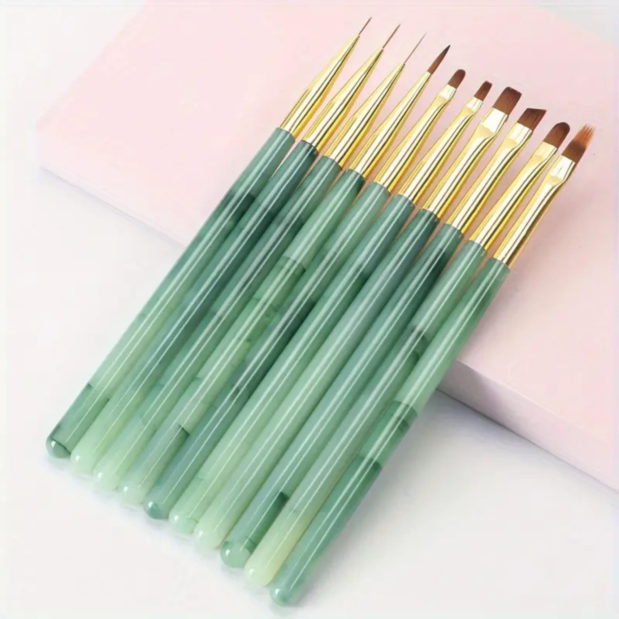 INOG 10pcs Nail Art Brushes Set, Nail Art Tools Nail Art Design Pen Painting Tools Fingernail Brush Nail Brush Painted Line Pen, Smudge-Dyed Acrylic Ink-Style Application 3D Nail Carving Nail Art Brushes Set-image-40
