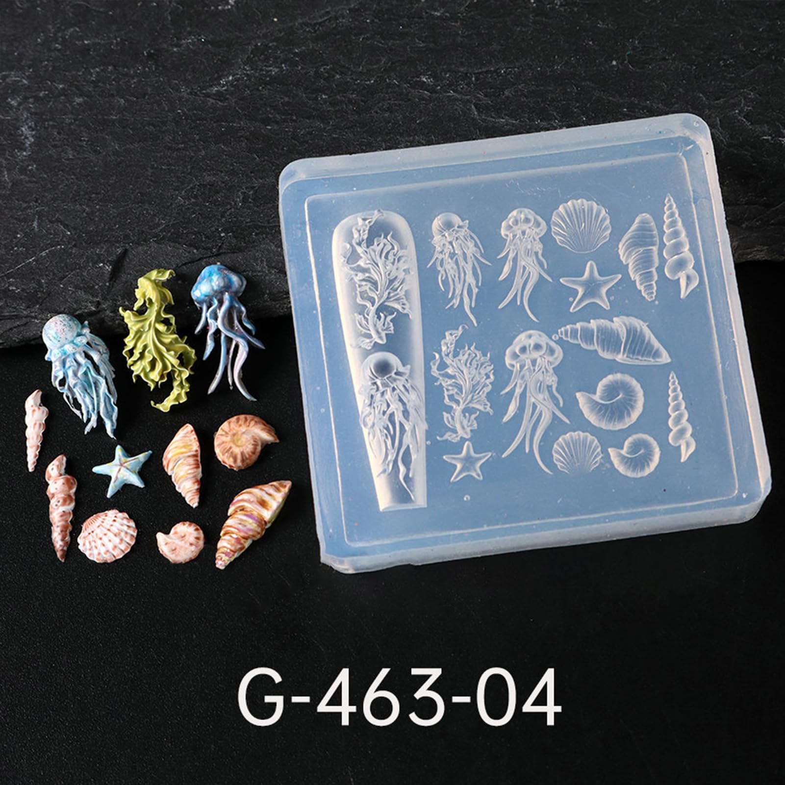 Nail Charm Mold, Nail Carving Decor Mould, Silicone Molds, 3D Sea Themed, Jewelry Making Tools, 1,97 żywica epoksydowa do salonu i domu