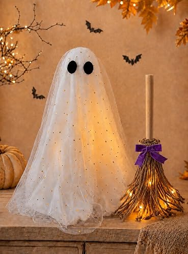 Halloween Decorations - Ghost and Witch Broom Set | Cute