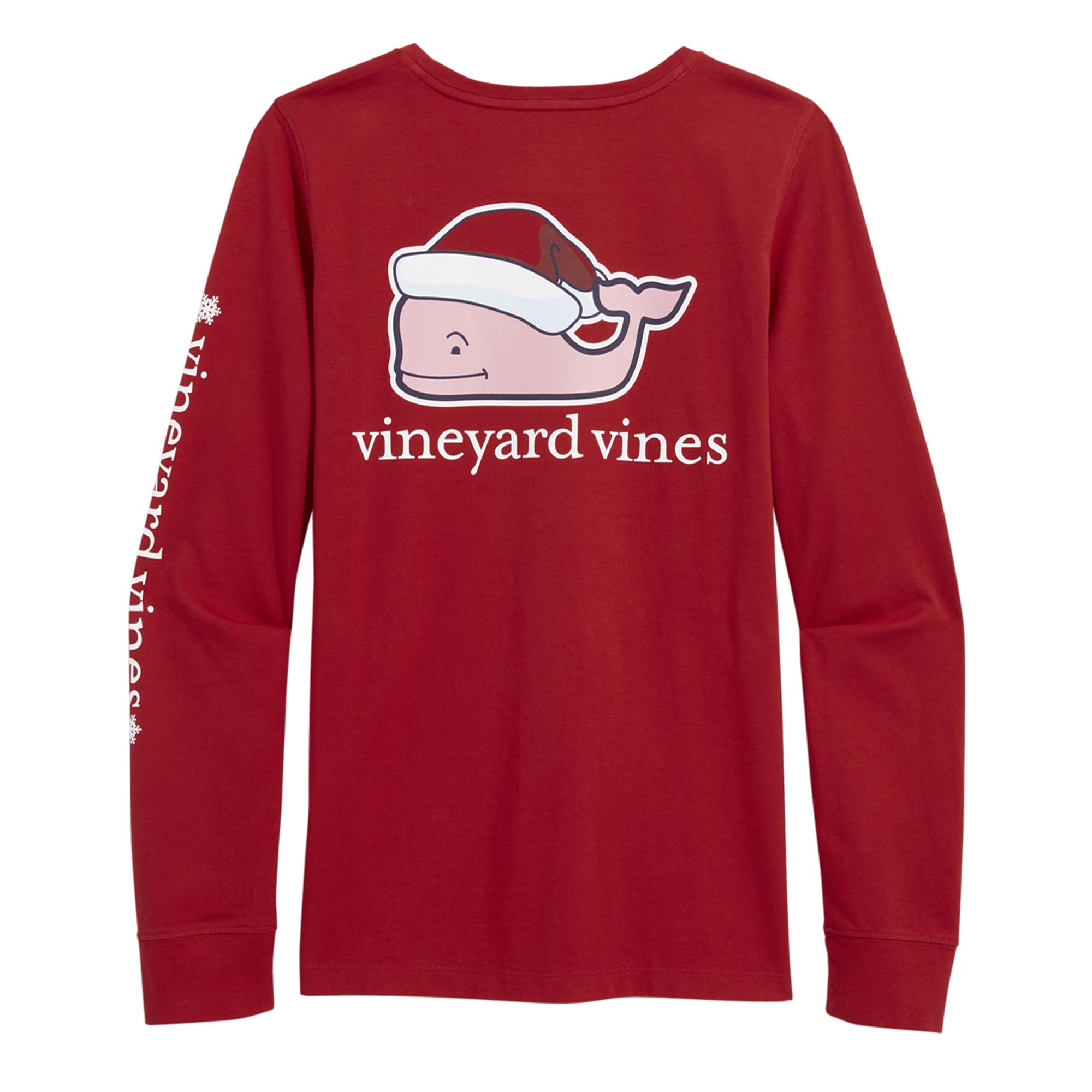 Vineyard Vines Women's Red Velvet Santa Whale Long-Sleeve Pocket Tee, Xxl