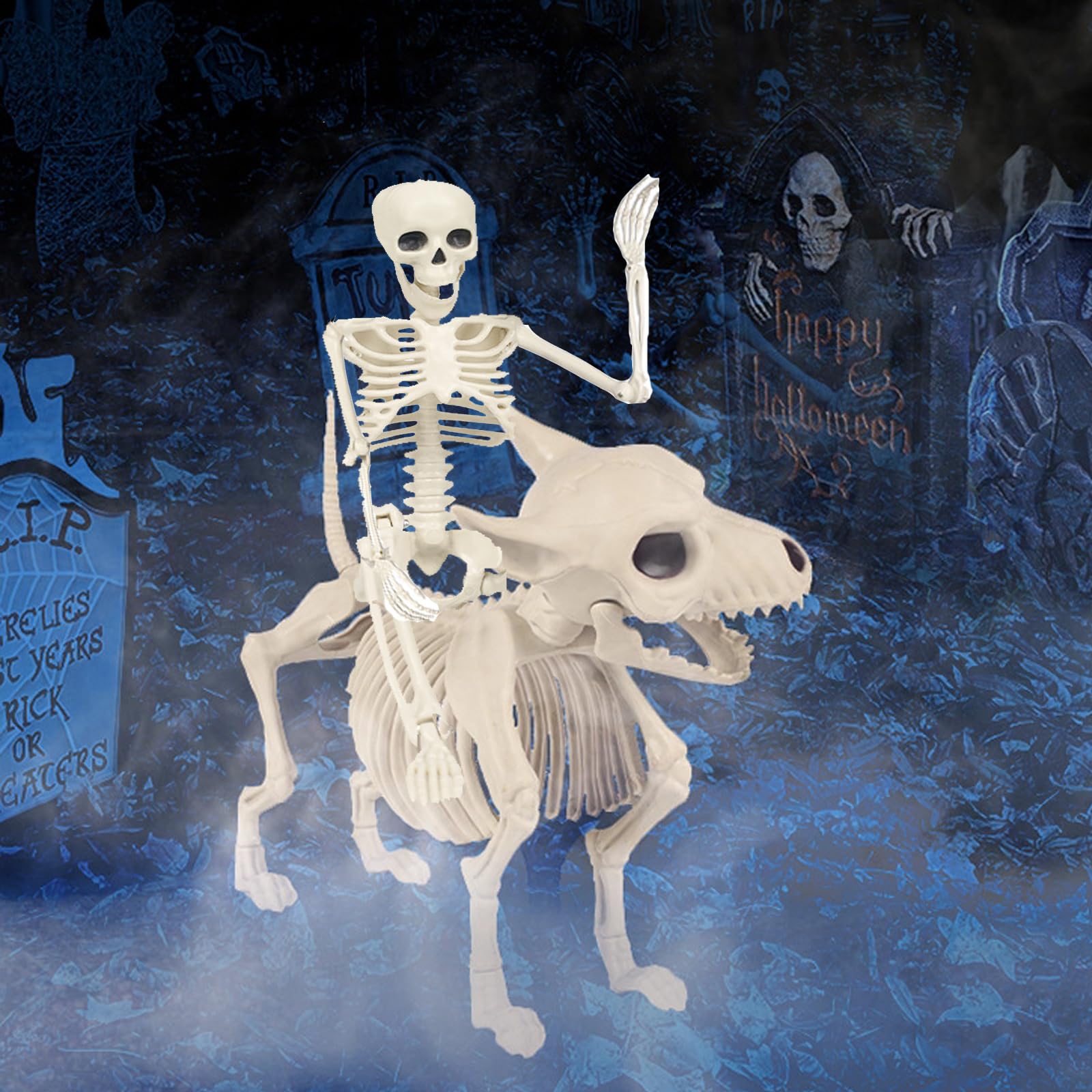 Halloween Wolf-Skelette Als Dekoration – 2 Gruselige Figuren Mit Beweglichen Gelenken