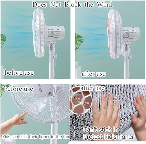 Miniatura 5 de Paquete de 2 fundas de protección de seguridad para ventiladores de 18 pulgadas, protección de dedos de bebé, protectores de red para ventiladores