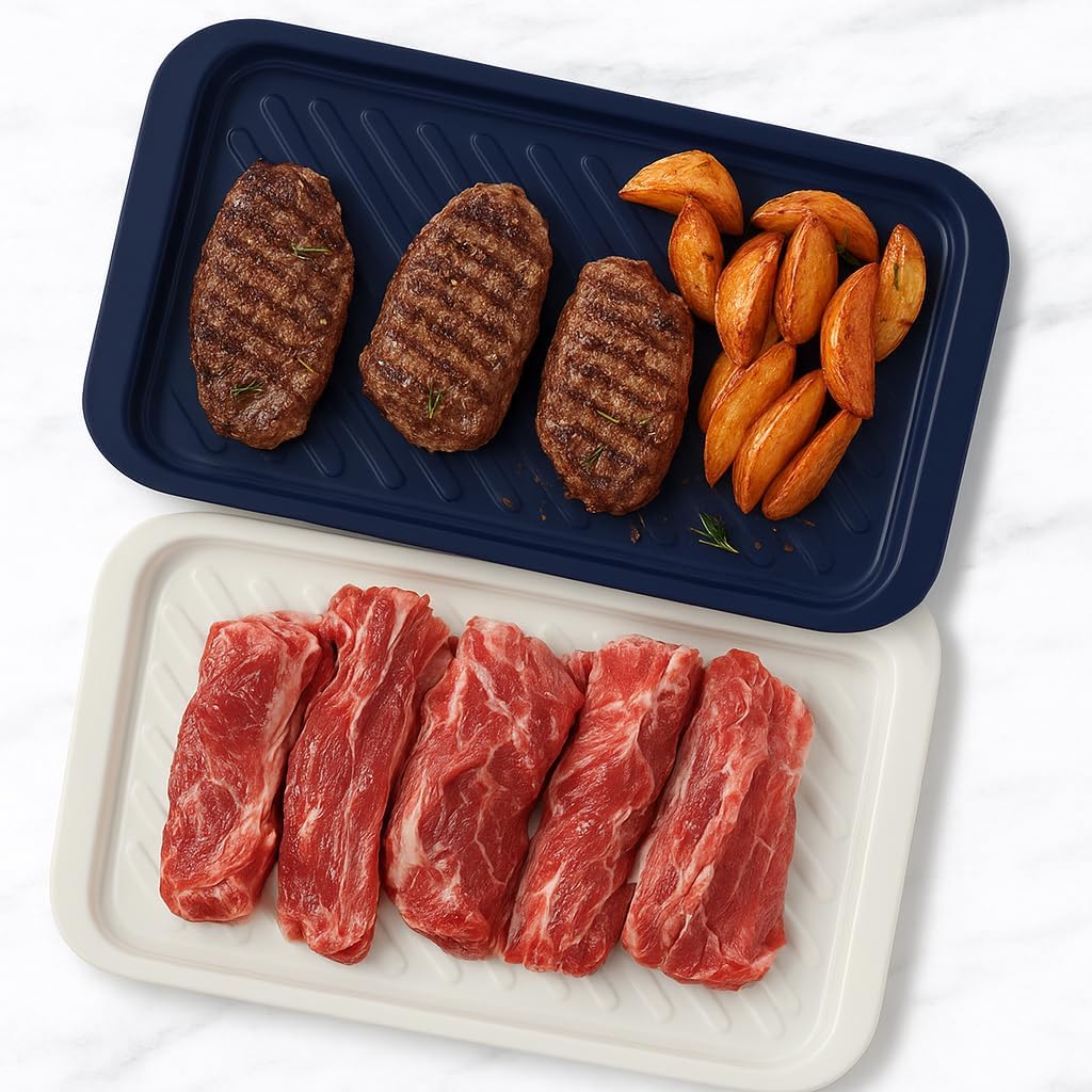 TP 17" x 10.5" Grilling Prep and Serve Trays, Set of 2, Blue&White