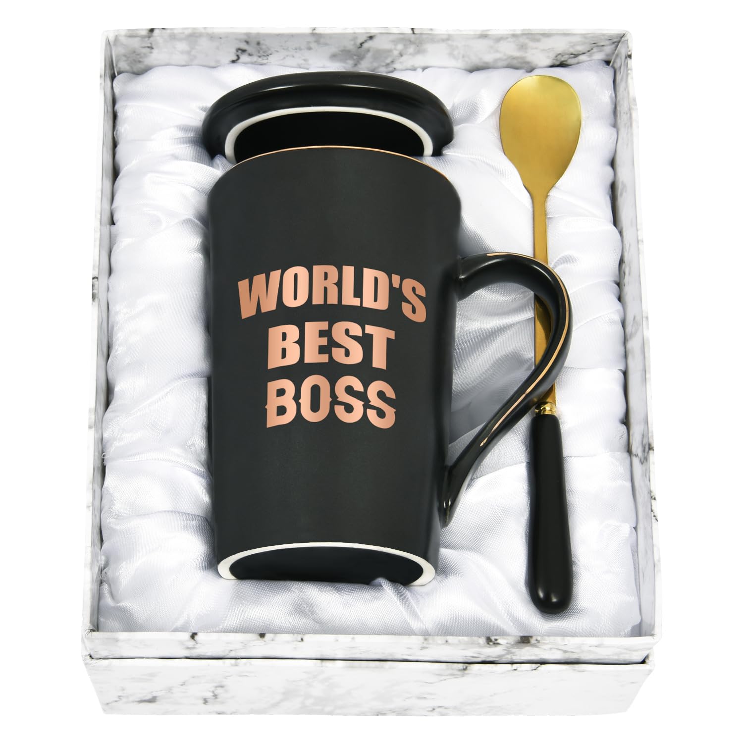 Boss Gift for Men Women Coffee Mug 14oz Boss Mug for Leader Manager Birthday Retirement Best Boss Gifts for Men - World's Best Boss, 14oz Black